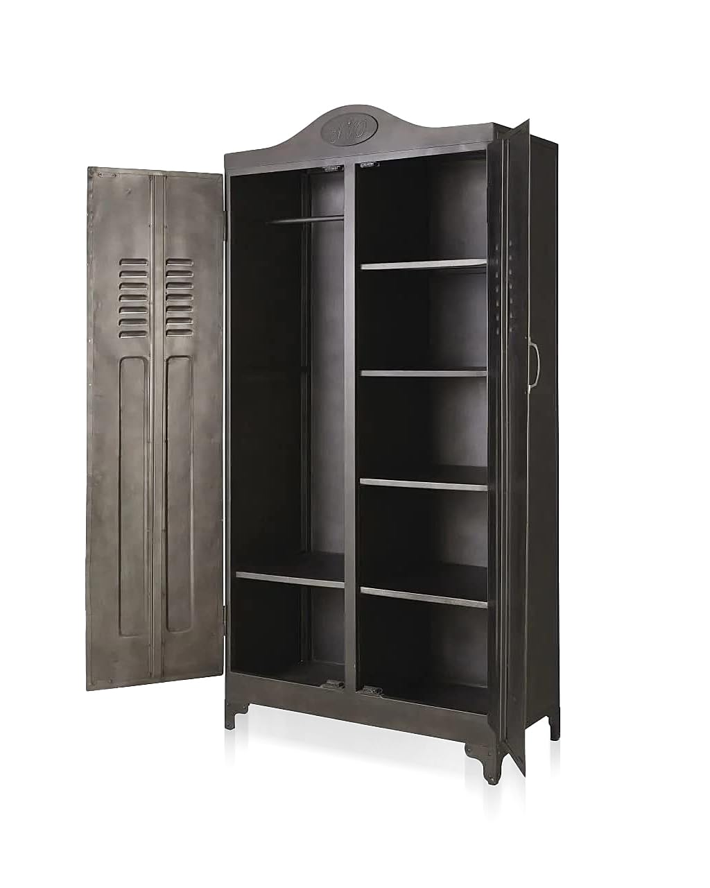 APRODZ Metallo Metal 2-Door Wardrobe Storage Almirah Cupboard for Cloths (Metal - Gray)