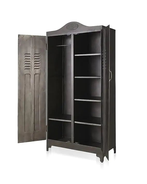 Translation missing: en.Metal Wardrobe 2‑Door Bedroom Almirah – Space‑Saving Storage Organizer | Dark Grey 