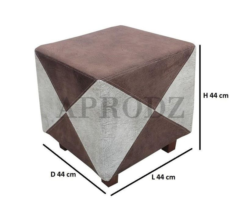 Printed Ottoman Stool Upholstered Foam Cushioned Pouffes for Living Room | Puffy Muddha Stool for Footrest & Sitting, Velvet Pouf Stool, Furniture for Home Decor, Office Set of 2 (Beige/Brown) 