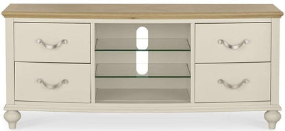 Mango Wood Storage 4 Drawer TV Stand Cabinet for Living Room | Entertainment Unit | White Finish