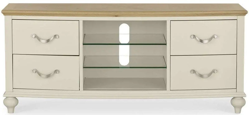 Mango Wood Storage 4 Drawer TV Stand Cabinet for Living Room | Entertainment Unit | White Finish 