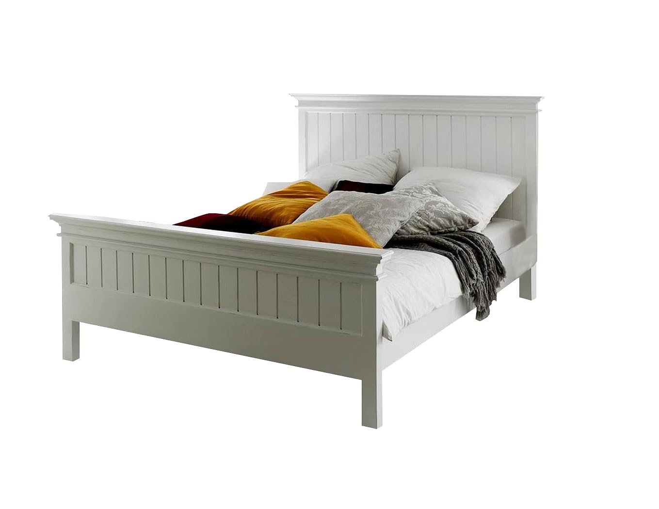 APRODZ Solid Wood Without Storage King Size Clemons Bed for Bedroom Stylish | White Finish