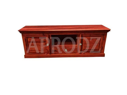 Sheesham Wood Tv Unit Cabinet with Shelves and one Drawer (Sheesham - Honey)