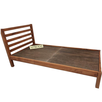 APRODZ Devdar Acacia Wood Single Size Bed Without Storage for Bedroom Living Room Home (Brown Finish)