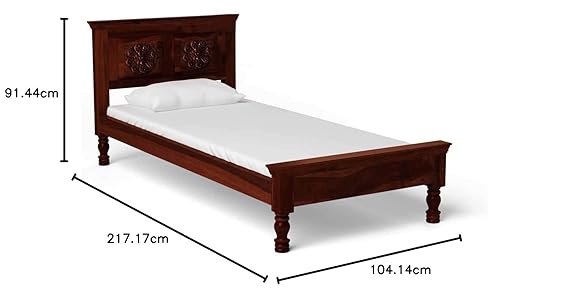 Sheesham Wood Without Storage Danik Single Size Bed for Bedroom Stylish | Honey Finish
