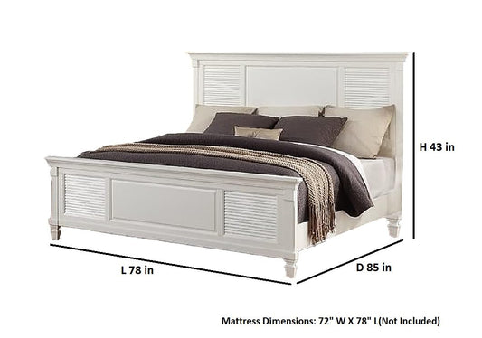 APRODZ Solid Wood Without Storage King Size Bed Elmore for Bedroom Stylish | White Finish