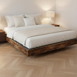 Cowen Floating Bed Frame with LED Lights Metal Slats Underbed Storage Space No Box Spring 