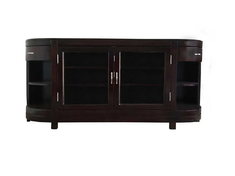 Riera Mango Wood Royal TV Unit for Living Room with Front Door & Side Open Shelves for Storage - Dark Grey Finish (170x45x81) 