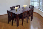 Sheesham Wood Selzo 6 Seater Dining Table Set for Home | Dining Furniture | Brown Finish 
