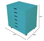 APRODZ Solid Wood Bhesar Drawer Unit on Castors Big Boy for Home | Blue