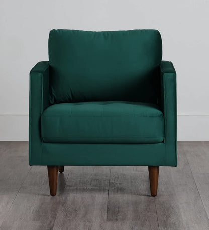 MidCen Wooden 3 Seater Sofa Set with High-Density Comfortable Foam for Home & Living Room (Upholstered- Dark Green Velvet Fabric) 