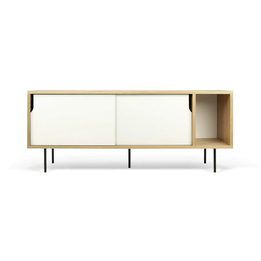 Translation missing: en.APRODZ Solid Wood Clearcut Storage Side Board Unit for Living Room | Oak White Finish
