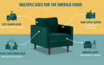 MidCen Wooden 3 Seater Sofa Set with High-Density Comfortable Foam for Home & Living Room (Upholstered- Dark Green Velvet Fabric) 