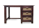 Sheesham Wood and Cane Office Desk Study Computer Table for Study Room with 1 Drawer and 1 Door (Rosewood - Mahogany) 