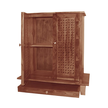 APRODZ Solid Wood Mandir/Prayer Cabinet-Natural