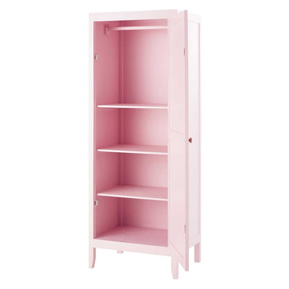 APRODZ Mango Wood Single Doors Multipurpose Storage Kiev Wardrobe Almirah for Living Room | Pink