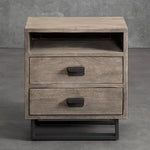 Mango Wood Alba Stylish Bedside Table for Bedroom Living Room with 2 Drawer End Table 