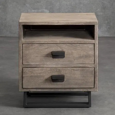 Mango Wood Alba Stylish Bedside Table for Bedroom Living Room with 2 Drawer End Table 