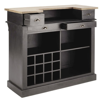 Mango Wood Peetz Royal Stylish Bar Cabinet with Wine Glass Storage for Living Room | Chestnut Finish 