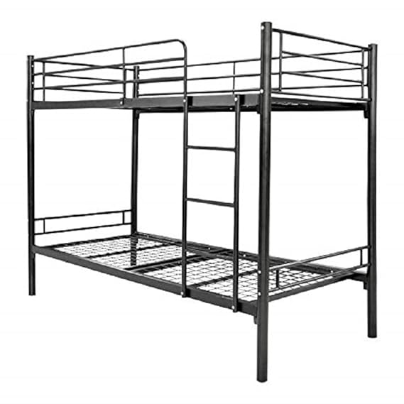 Rylan Single Size Metal Kids Bunk Bed Without Storage Single Bed Furniture for Bedroom Living Room Home (Mild Steel - Black Powdercoated) 