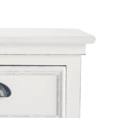 Solid Wood Hayes One Drawer Selves Bedside Storage Table for Bedroom | White Finish