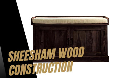 Wooden Multipurpose Cupboard & Shoe Rack – Spacious Storage Cabinet with Seating for Home, Entryway & Living Room (Large, Teak Finish) 