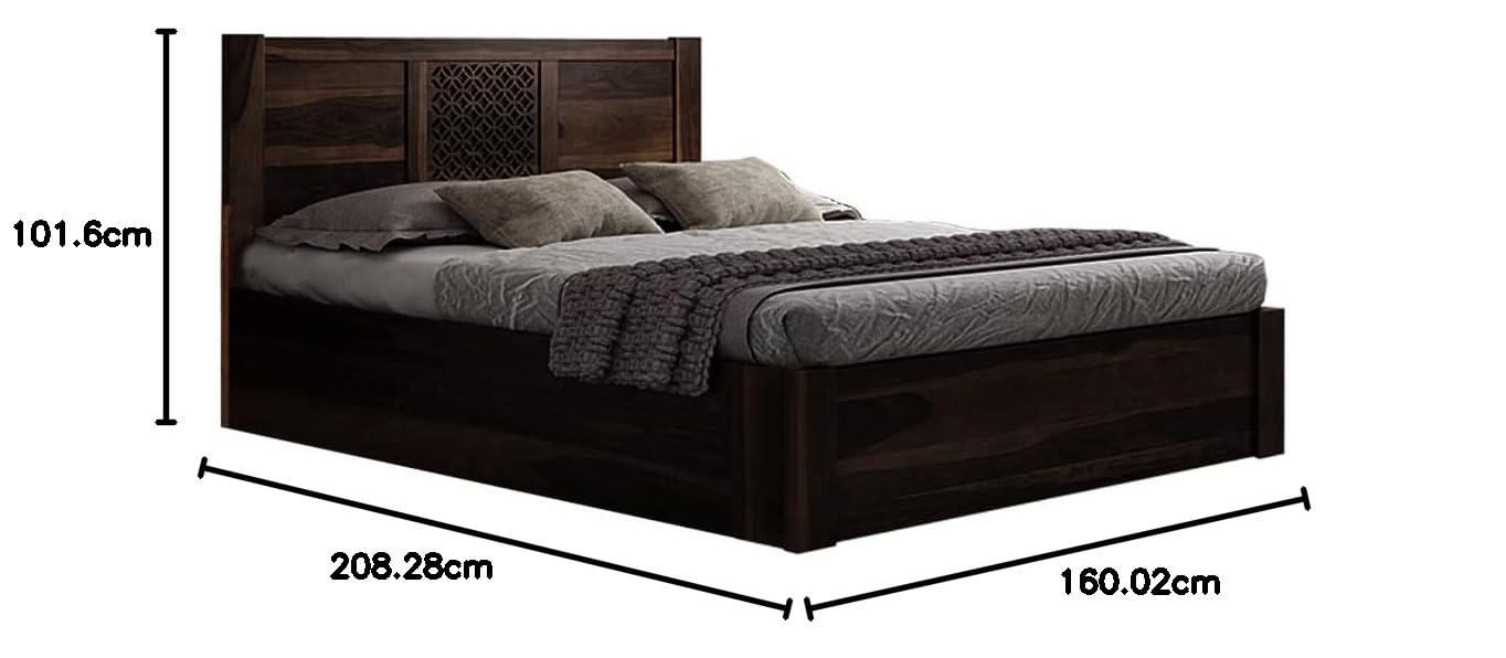 APRODZ Sheesham Wood Durque Hydraulic Bed Queen Size