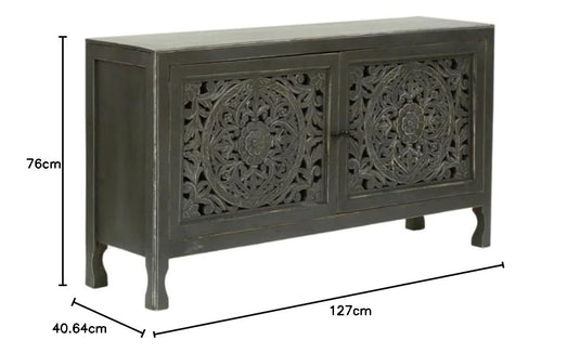 Translation missing: en.Cabinet for Storage Wooden Furniture | Sideboard Cabinet Living Room | Crockery Cabinet Furniture | Living Room Solid Mango Wood (Grey) 