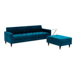 Velora L-Shape Velvet Sectional Sofa – Tufted Back & Gold Legs 