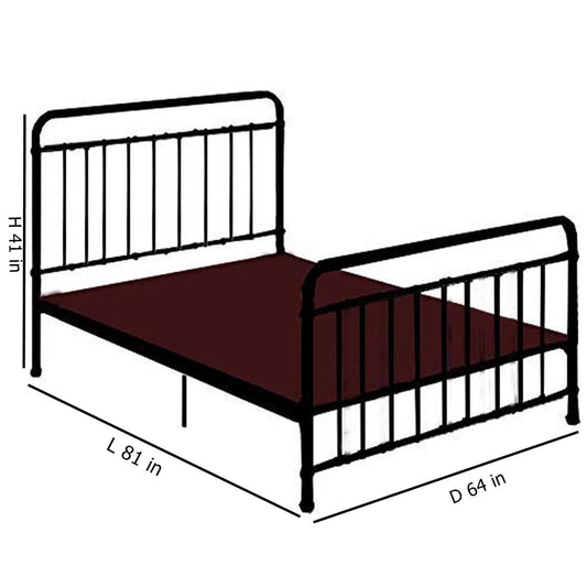 APRODZ Marks Queen Size Metal Bed (Metal - Black Powdercoated)