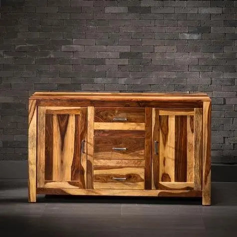 Translation missing: en.APRODZ Solid Sheesham Wood Polohy Storage Side Board Cabinet with Drawers for Living Room | Brown