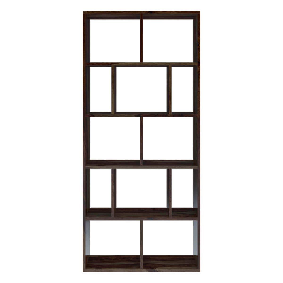Lizzie Sheesham Wood Asymmetrical Cube Home Office Bookcase