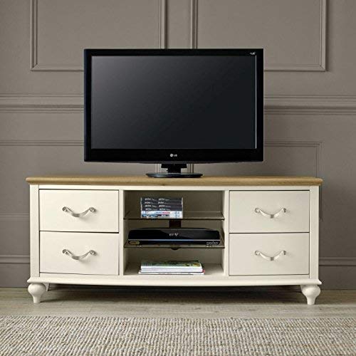 Mango Wood Storage 4 Drawer TV Stand Cabinet for Living Room | Entertainment Unit | White Finish