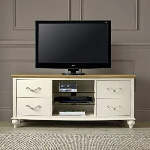 Translation missing: en.Mango Wood Storage 4 Drawer TV Stand Cabinet for Living Room | Entertainment Unit | White Finish 
