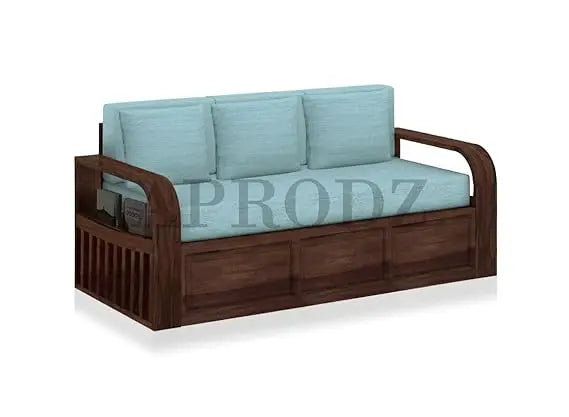 Sheesham Wood Sofa Cum Bed, 3 Seater with Storage 