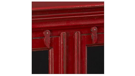 Mango Wood Entertainment 3 Door TV Stand Cabinet Unit for Living Room | Red Finish 