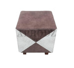 Printed Ottoman Stool Upholstered Foam Cushioned Pouffes for Living Room | Puffy Muddha Stool for Footrest & Sitting, Velvet Pouf Stool, Furniture for Home Decor, Office Set of 2 (Beige/Brown) 