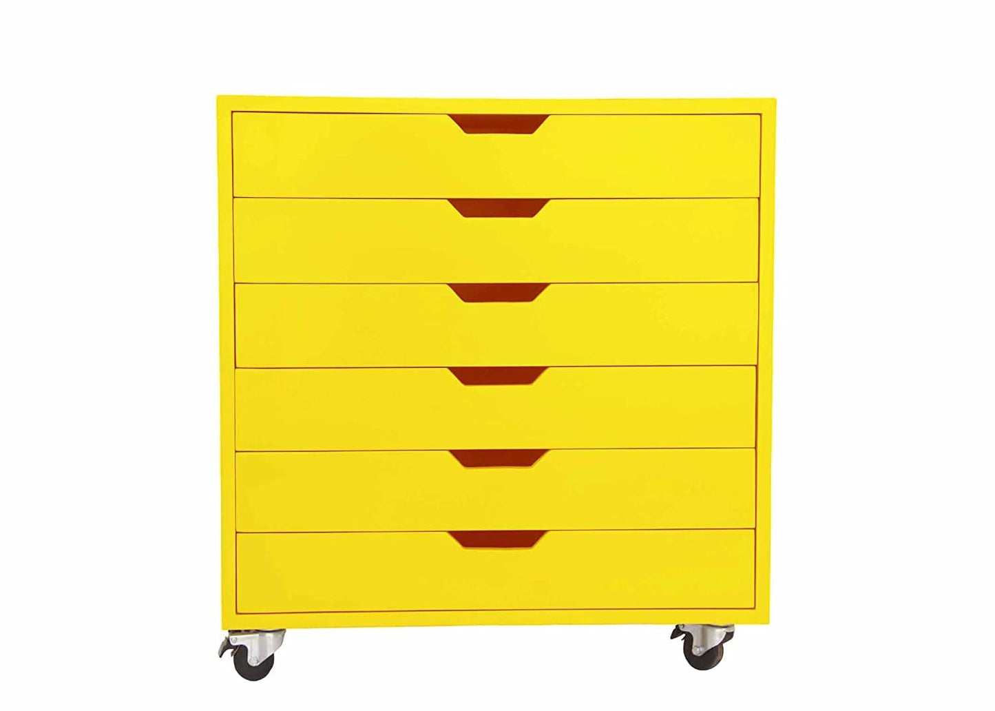 APRODZ Mango Wood Sideboard Storage Dresser Cabinet Bhesar Chest of 6 Drawer On Castors for Living Room | Cream