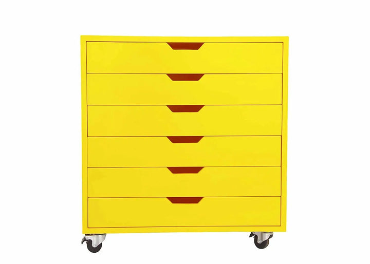 Translation missing: en.APRODZ Mango Wood Sideboard Storage Dresser Cabinet Bhesar Chest of 6 Drawer On Castors for Living Room | Cream