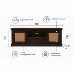 Sheesham Wood and Cane Tv Unit Cabinet | Two Door 