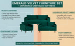 MidCen Wooden 6 Seater 3+2+1 Sofa Set with High-Density Foam for Home & Living Room (Upholstered- Dark Green Velvet Fabric) 