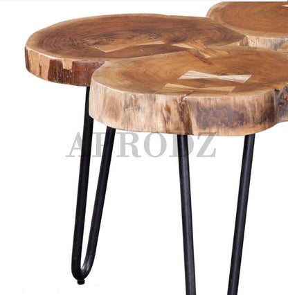 Tronco Acacia Wood Top and Metal Base Coffee Table (Acacia Wood - Rosewood + Black Powder Coated)
