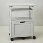APRODZ Pipro Acacia Wood Multipurpose Office Table and Kitchen Trolley Cart with Storage Cabinet Rolling Utility Table for Home, Office, Kitchen and Dining Room 