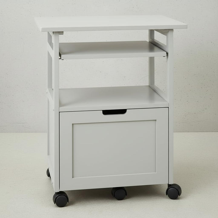 Translation missing: en.APRODZ Pipro Acacia Wood Multipurpose Office Table and Kitchen Trolley Cart with Storage Cabinet Rolling Utility Table for Home, Office, Kitchen and Dining Room 