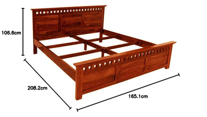 APRODZ Sheesham Wood Merritt Bed with Side Storage (Queen Size, Honey Finish)