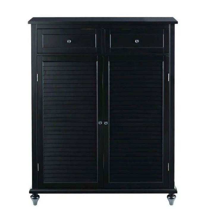 Translation missing: en.APRODZ Mango Wood Sideboard Black Shoe Rack Cabinet for Living Room | 2 Drawer Shoe Organizer