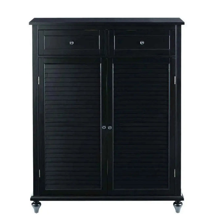 Translation missing: en.Mango Wood Sideboard Black Shoe Rack Cabinet for Living Room | 2 Drawer Shoe Organizer 