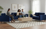 MidCen Wooden 6 Seater 3+2+1 Sofa Set with Comfortable High-Density Foam for Living Room (Upholstered- Dark Blue Velvet Fabric) 