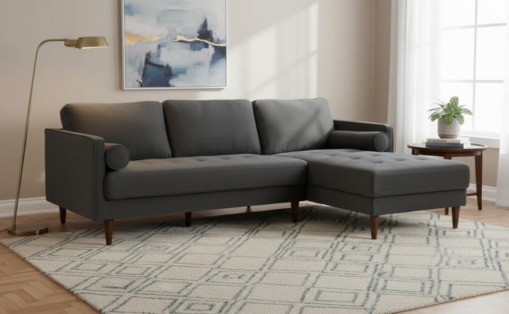 Translation missing: en.MidCen Wooden 3 Seater Sofa Set with High-Density Comfortable Foam for Home &amp; Living Room (Upholstered- Dark Green Velvet Fabric) 