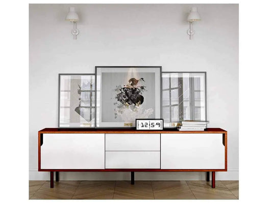 Translation missing: en.APRODZ Solid Wood Como Storage Side Board Unit for Living Room |Oak Matte Grey White Finish